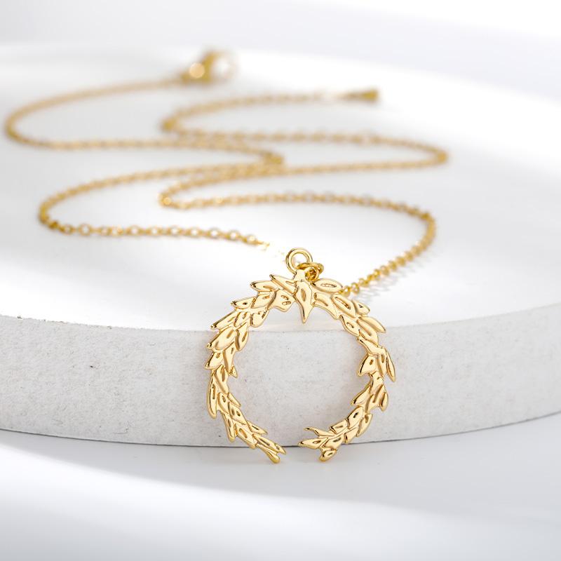 

Pendant Necklaces Olive Branch Golden Stainless Steel Necklace Women Peace Leaves Statement Chain Choker Jewelry Female Girl Gift