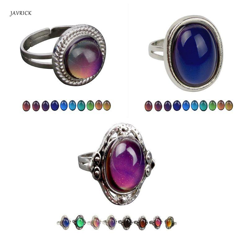 

Cluster Rings 3 Pcs/Set Jewelry Ring Color Change Temperature Sensing Adjustable Women Unique Personality Charms Lady Men Gifts Fashion Luxu, Golden;silver