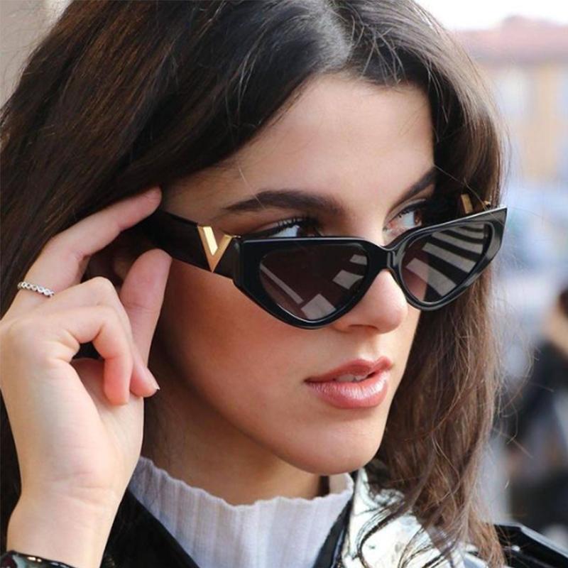 

Sunglasses Unique Cat Eye Women's Fashion Vintage Style Striped Decorative Brand Female Car Glasses Ãculos De Sol, White;black