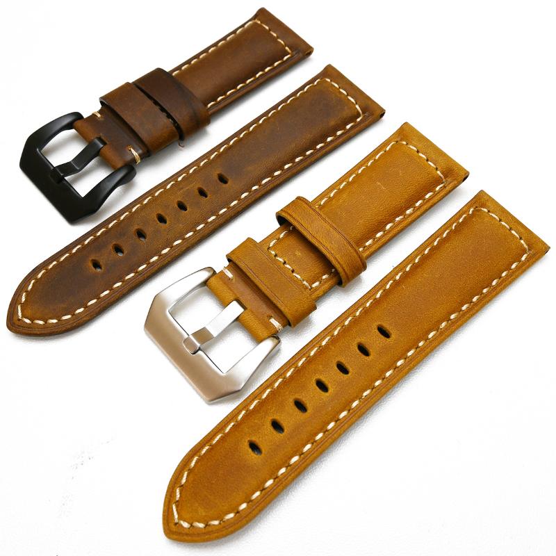 

Watch Bands 20mm 22mm 24mm 26mm Strap Genuine Calf Leather Bracelet Assolutamente Brown Watchband For Pane Rai Samsung