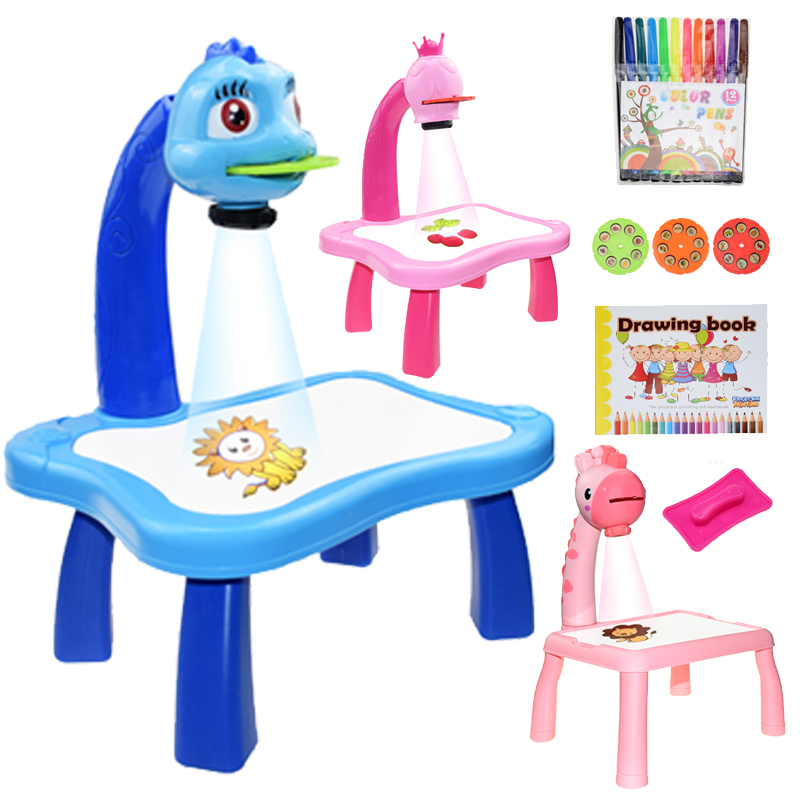 

Children Led Projector Painting Art Drawing Table Light Toy For kids Painting Board Desk Educational Learning Paint Tools Toys