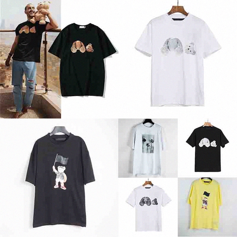 Fashion Summer PA Hommes et T-shirts Femmes Mans Palms Styliste Tee Guillotine Bear imprimé Slee à manches courtes Ours tronqués Angels Tees N5ft