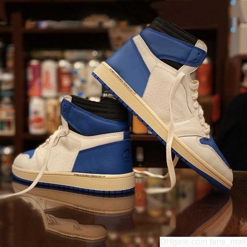 

Top Quality Travis Scotts x Fragment jumpman 1 mens basketball shoes Sail Black Military Blue Pink 1s High OG SP men women trainers sports