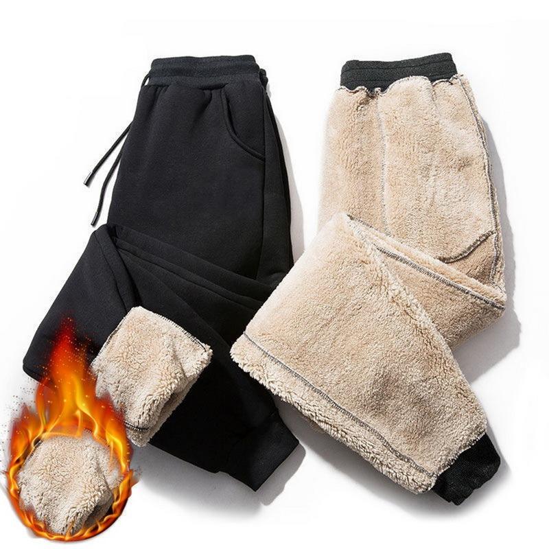 

Men's Pants Winter Lambswool Warm Casual Sweatpants Men Joggers Fitness Sportswear Solid Color Rousers Pant XL-5XL, Black style-2