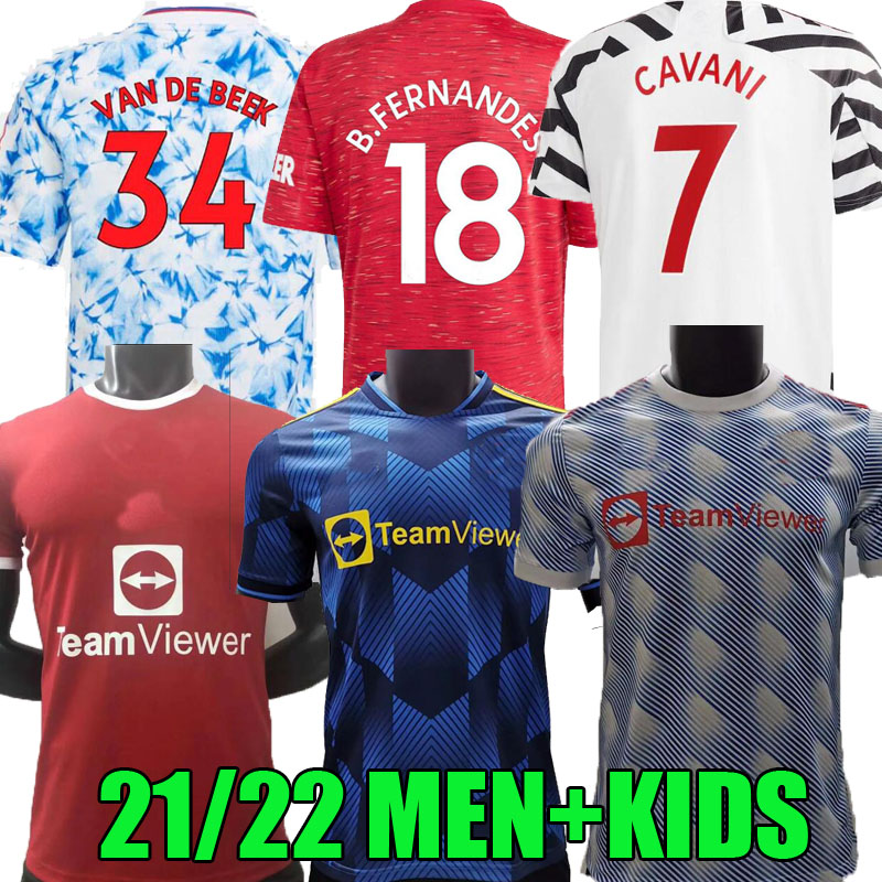 

Manchester 2021 2022 soccer jerseys CAVANI VAN DE BEEK B. FERNANDES RASHFORD football shirt 20 21 22 man kit HUMANRAC, Black;yellow