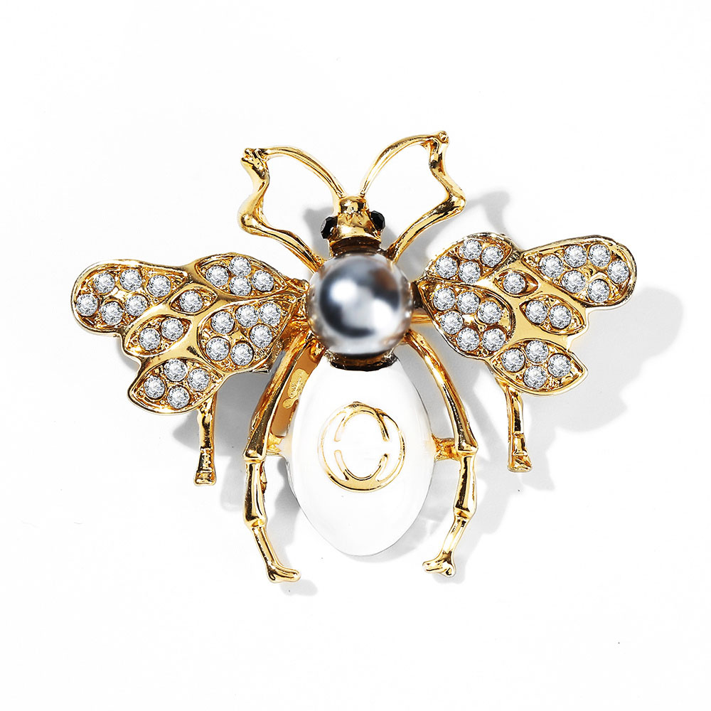 

Brand Rhinestone Pearl Bee Brooch Pin For Women Vintage Brooches Friend Party Gift