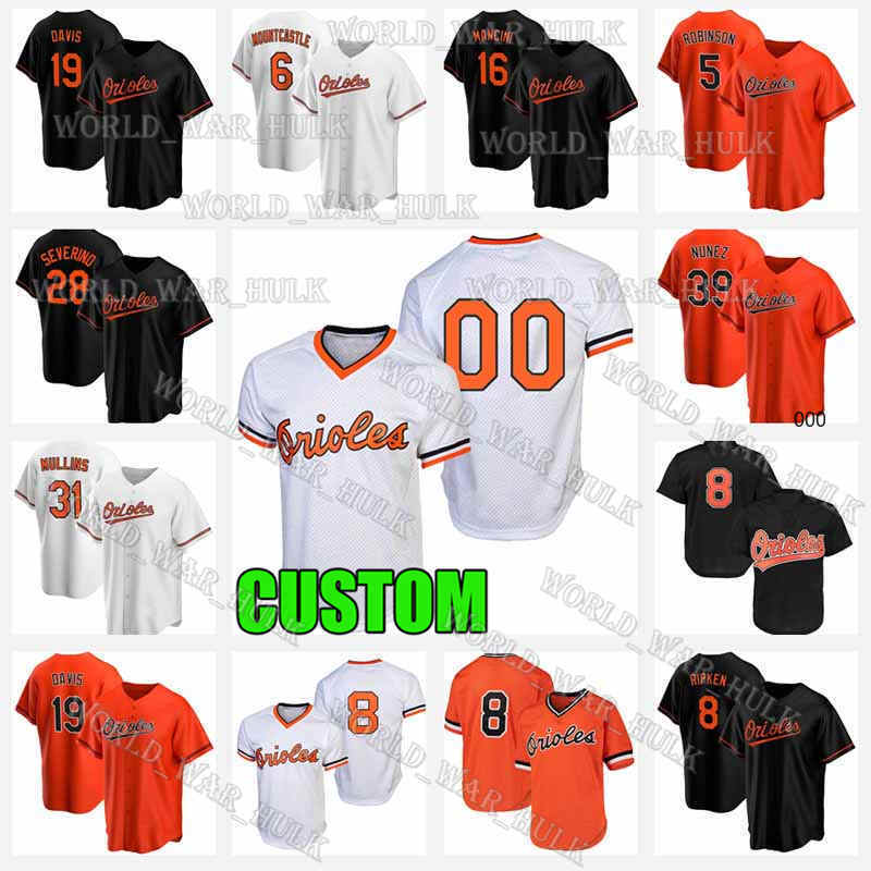 

Orioles Jersey Baltimore 8 Cal Ripken Jr. Baseball Jerseys 19 Chris Davis Custom 16 Trey Mancini 31 Cedric Mullins Ryan Mountcastle Men, Blue;black