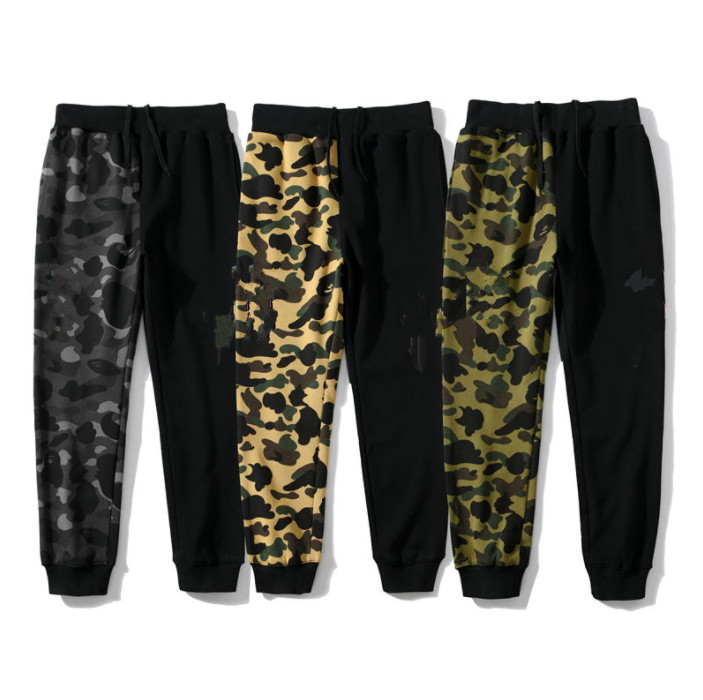 

21ss European American fashion autumn winter shark luminous color matching pants mens and womens legged casual, Black