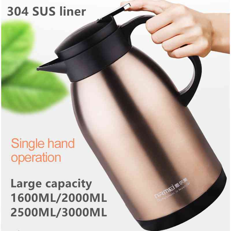 

2/3L Large Capacity Stainless Steel Thermal Coffee Carafe Home Office Thermos Vacuum Flasks Kettle European Pot termos para cafe