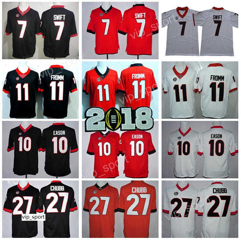 

NCAA Football College Georgia Bulldogs 7 D'Andre Swift Jake Fromm Jerseys Jacob Eason Nick Chubb 3 Todd Gurley Sony Michel, Red