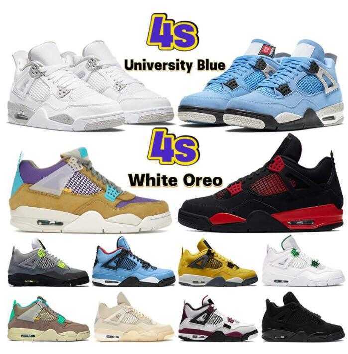 

Mens jumpman 4 jorden 4s basketball shoes University blue white oreo shimmer red thunder metallic purple black cat paris bred men women ajax, Customize
