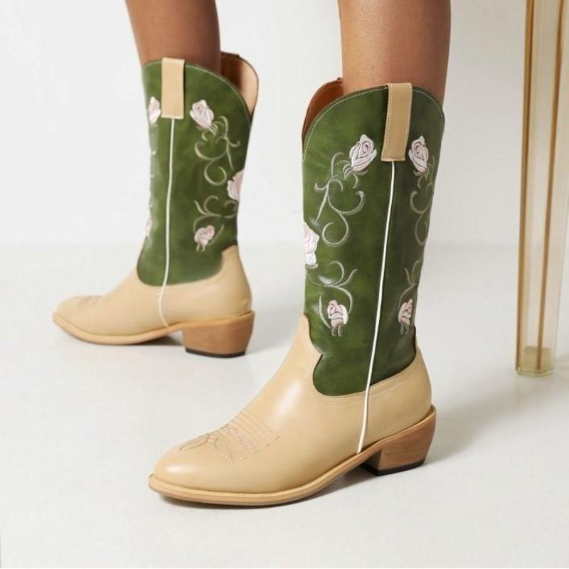 

Boots 20210 Autumn And Winter Thick Heel Women's High Barrel Knight Below The Knee Western Cowboy Trend, Black