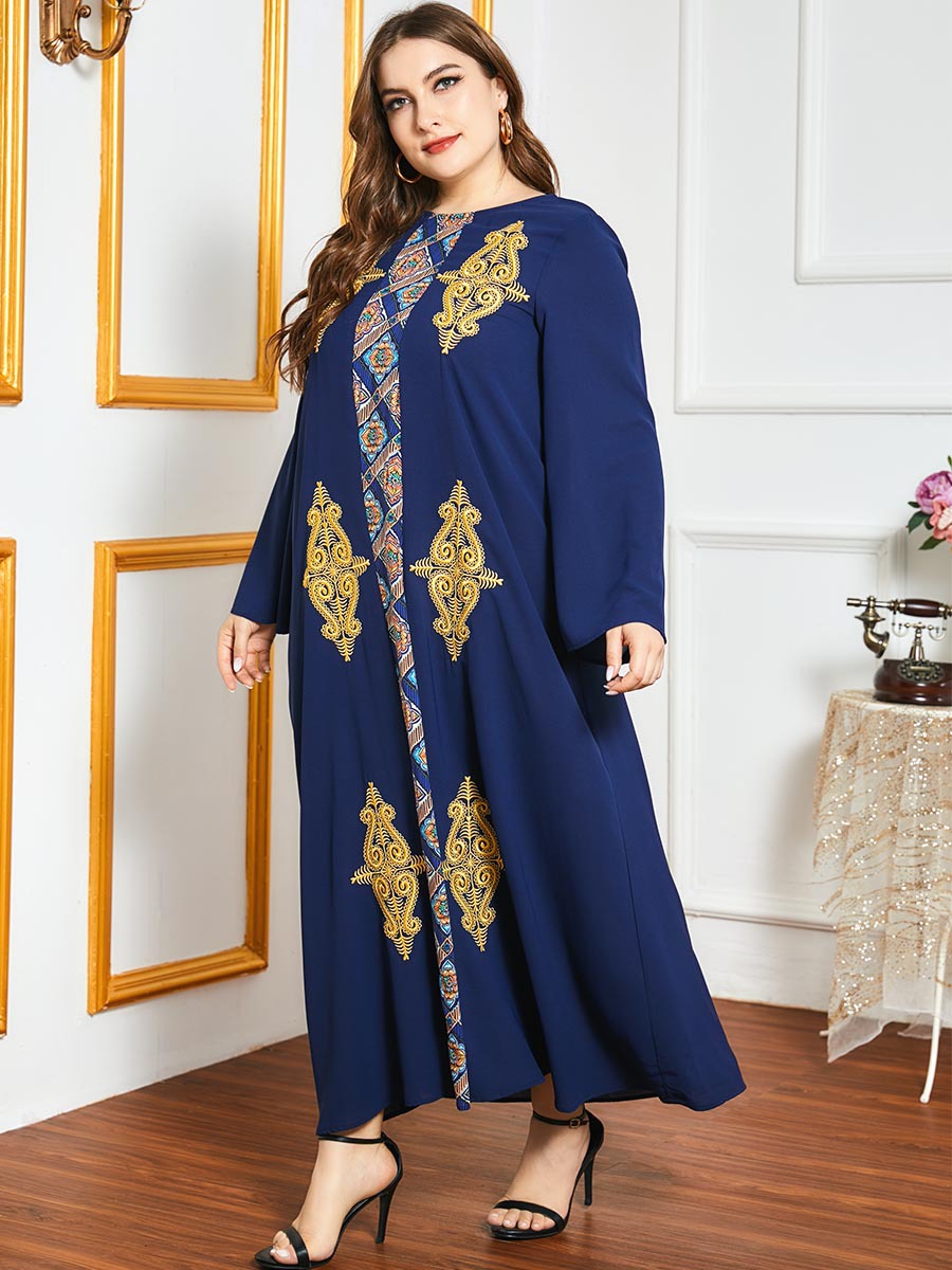 

Eid Mubarak Embroidery Abaya Dress Muslim Women Dubai Turkey Moroccan Kaftan Islam Caftan Party Vestido Clothing Musulman Ropa