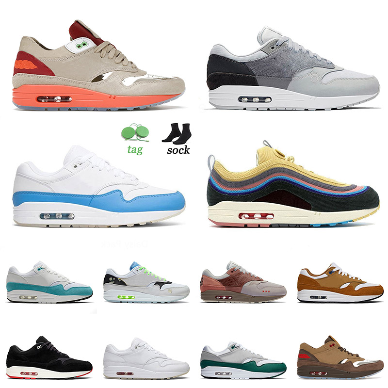 

University Blue NIK Air Max 1 87 Running Shoes Sean Wotherspoon Travis Scott Wheat Iridescent N7 Acid White Outdoor Trainers Sneakers Eur 36-45, D7 36-45 white red