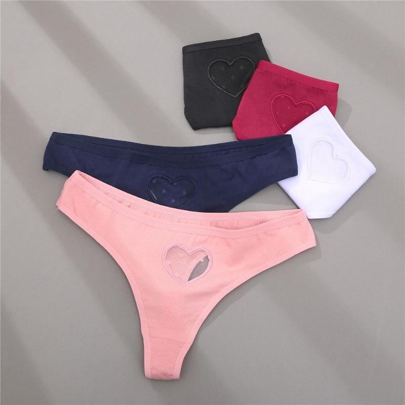 

Women's Panties Gift Breathable Sexy Intimates Lace Hollow G-Strings Heart Underwear Low Waist Briefs, Navy blue-