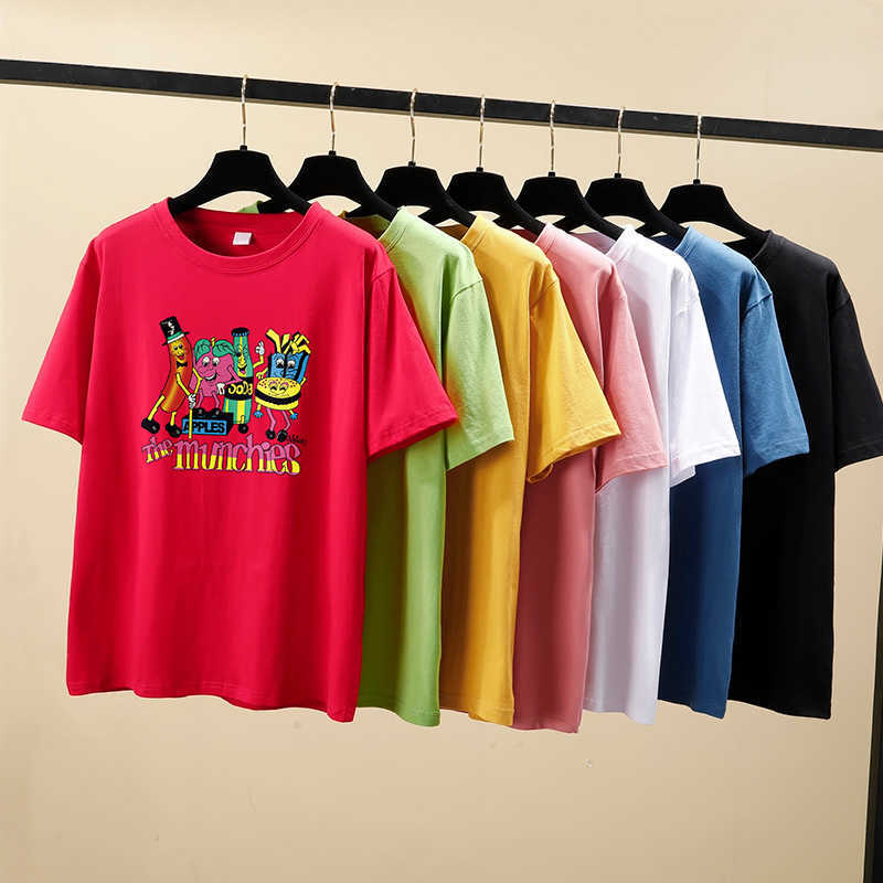 

VERHELLEN Fashion Munchies T-Shirts Women Harajuku Short Sleeve TShirt Cartoon Top Tees Summer Female Plus Size M-4XL 210706, Yellow