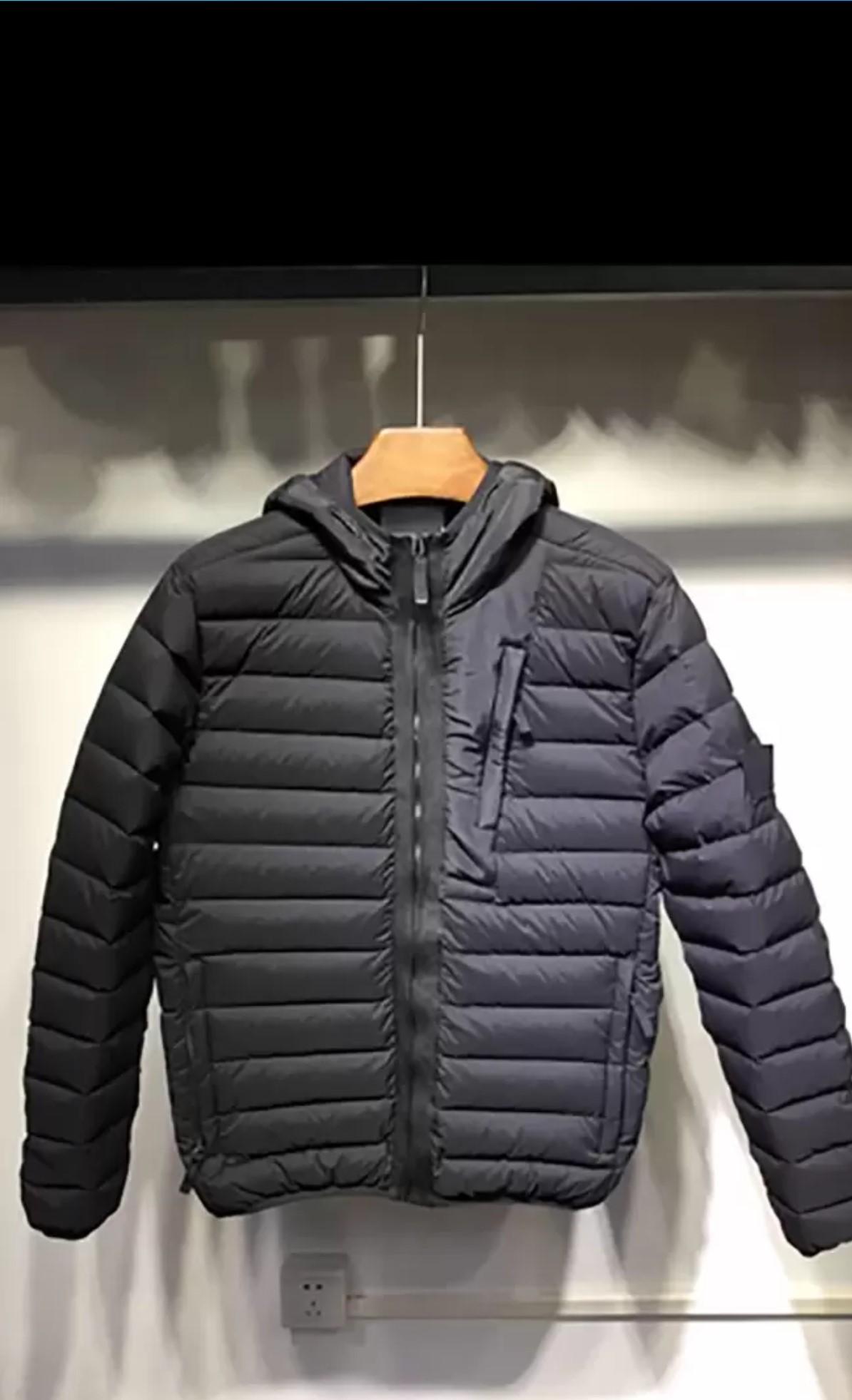 

the Men Air Hooded Down Jacket Windbreaker Zipper Hoodies Patchwork Jackets Stone Running Sports Hoody Jogger Casual Island 4color, Black;brown