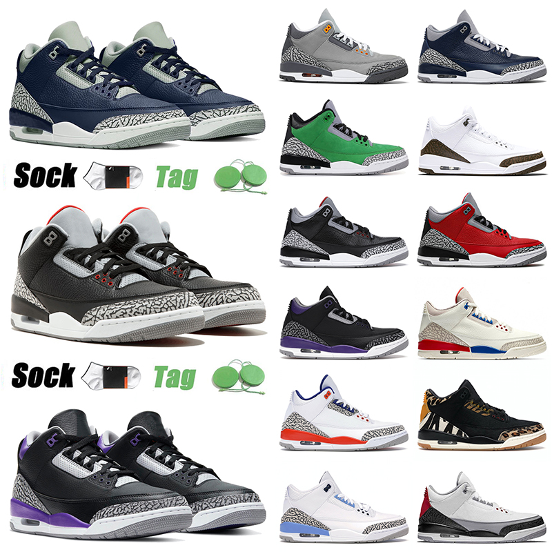 

Authentic Jumpman III Basketball Shoes Mens Midnight Navy Black Cement Court Purple Tinker Animal Instinct UNC International Flight Sports S