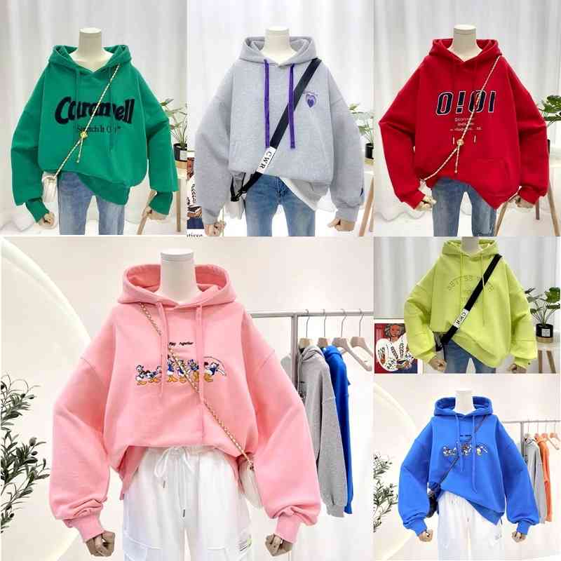

2021 autumn and winter new Korean loose letter embroidery Hoodie women's heavy industry hot drill Jacket Women, Multiple multicolor