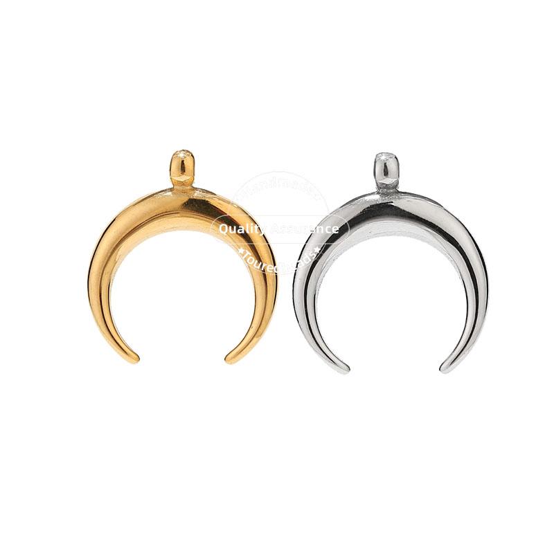 

Charms 5pcs Stainless Steel Crescent Moon Gold Solid Horn Pendants For DIY Jewelry Making Findings Accessories, Bronze;silver