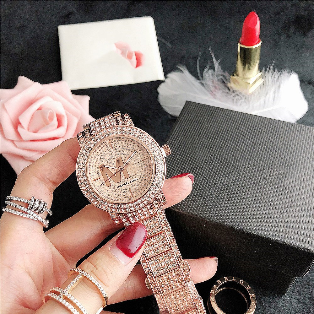 

uppercase letter gold watch women watches 38mm fashion dress datejust diamond 3 Color dial stainless steel strap quartz movement