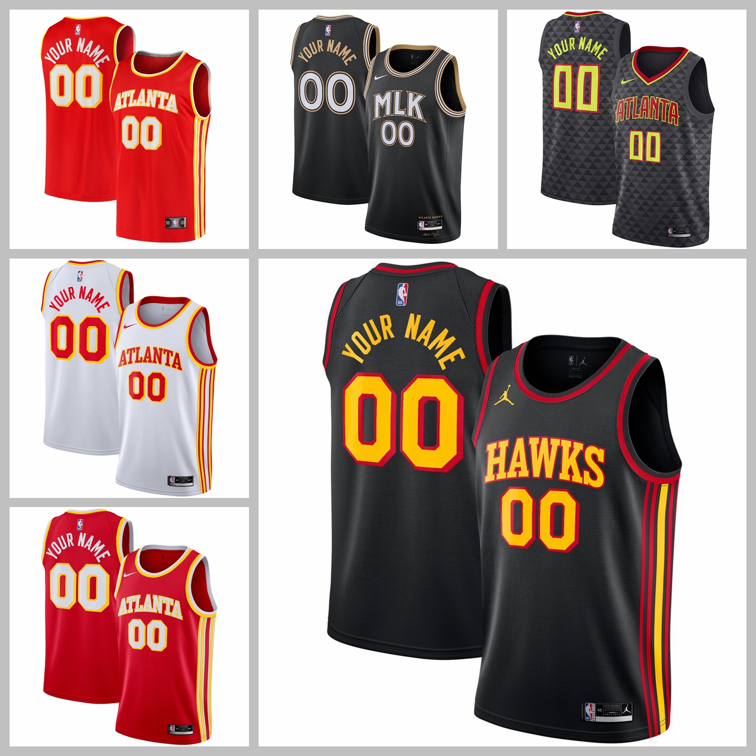 

2021 Basketball Team Jerseys Atlanta Hawks Jersey Onyeka Okongwu Trae Young White Black Red Color Custom Stitched Size S-XXXL Mesh Breathabl