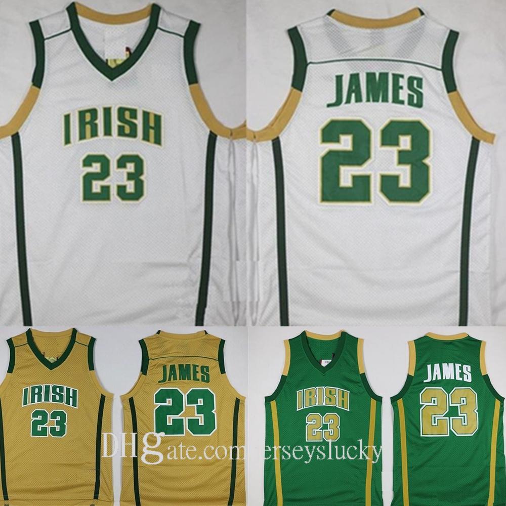 

2021 Top Quality Mens LeBron Jersey James St. Vincent Mary High School Irish 23 Stitched Basketball Jerseys Shirts Size S-2XL, Black;red