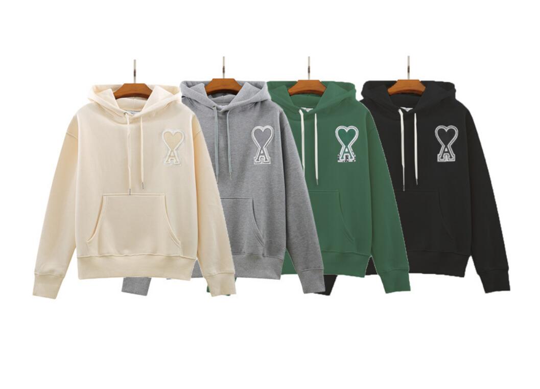 

2021 European and American new men's and women's Plush sweater peach heart embroidery couple's long sleeved cotton coat Hoodie, W1