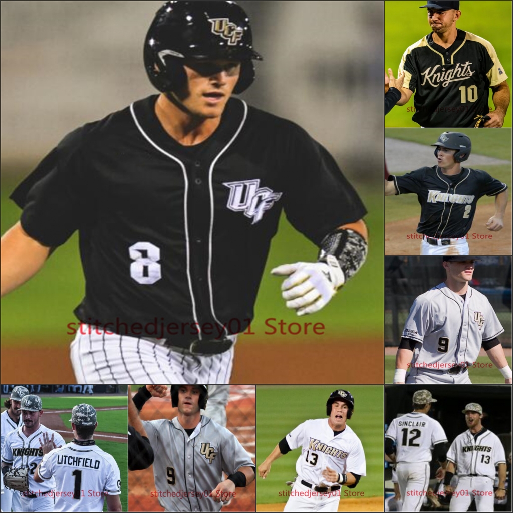 

UCF Knights baseball stitched any name number Jersey mens women youth kids 17 Nick Romano 27 Gephry Pena 19 Joe Sheridan 20 Jaylyn Whitehead, Black