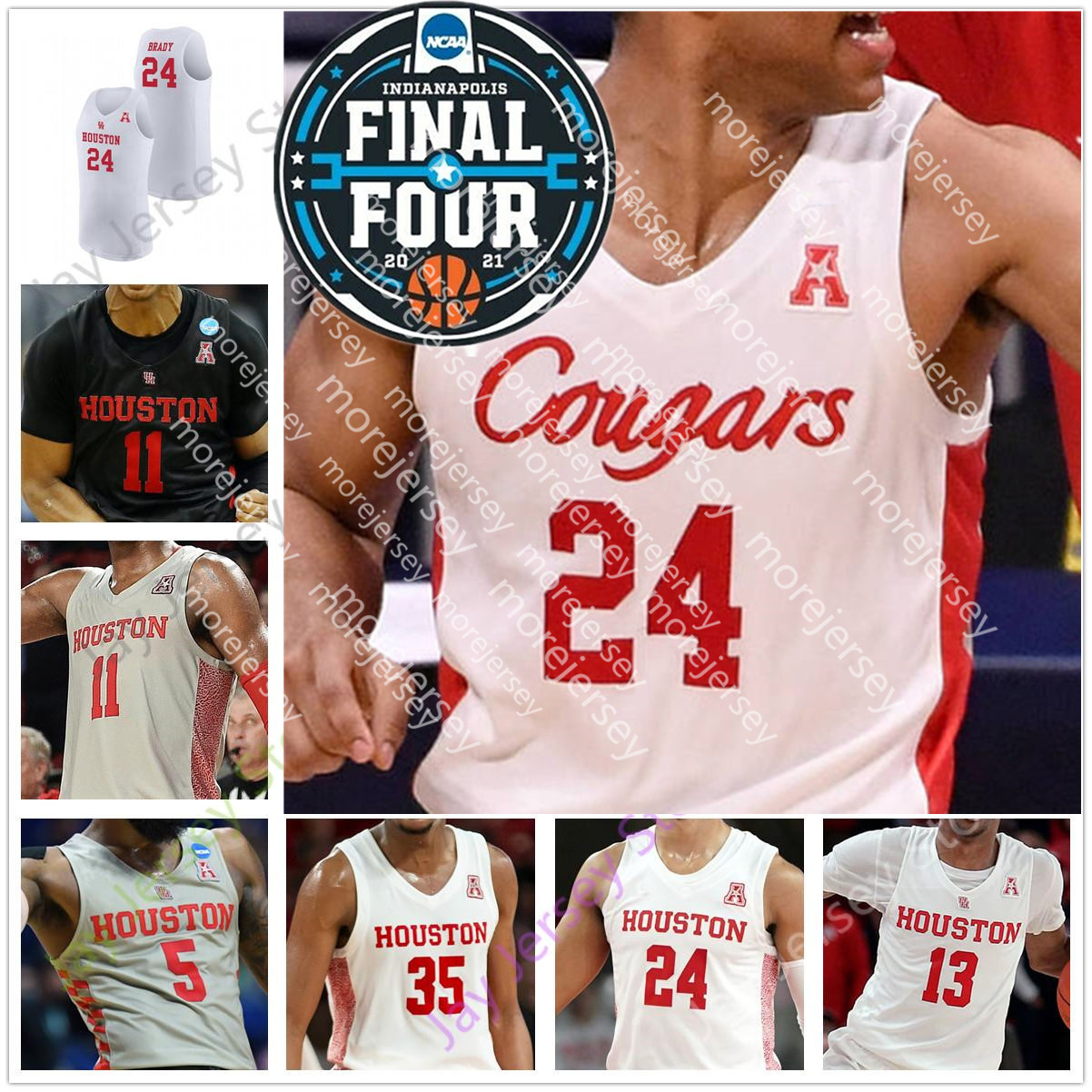 

2021 Final Four 4 Cougars Baskteball Jersey NCCA Caleb Mills Quentin Grimes Nate Hinton Jarreau White Jr. Sasser House Mark Roberts Chaney Shead Gresham Powell, Grey 2019