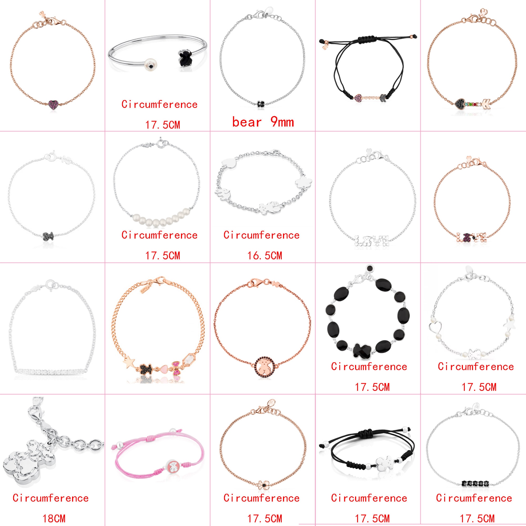

2021 100% 925 sterling silver classic cute bear bracelet high quality fashion ladies jewelry factory wholesale