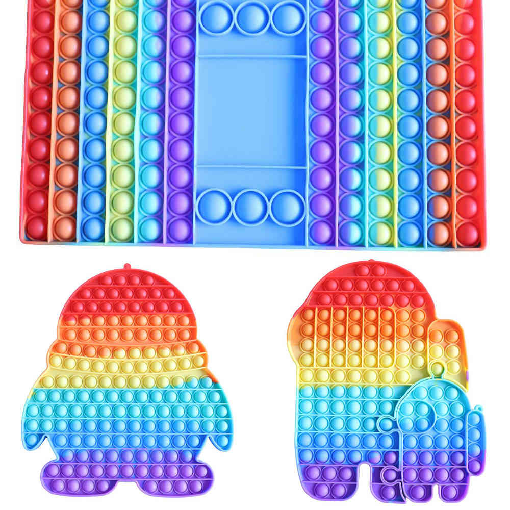 

Children Super Large Giant Bubbles Popper Board Fidget Sensory Push Pop Bubble Jumbo Mega Rainbow Finger Puzzle Desktop Game Square Love G69