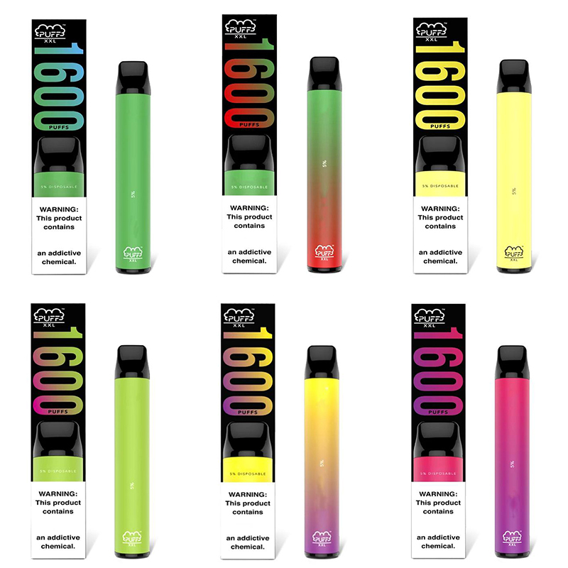 

with box dropshipping Puff XXL e cigarette Men Women Disposable Vape Pen 1600 vapor Puffs Bars Cartridge great price mix colors
