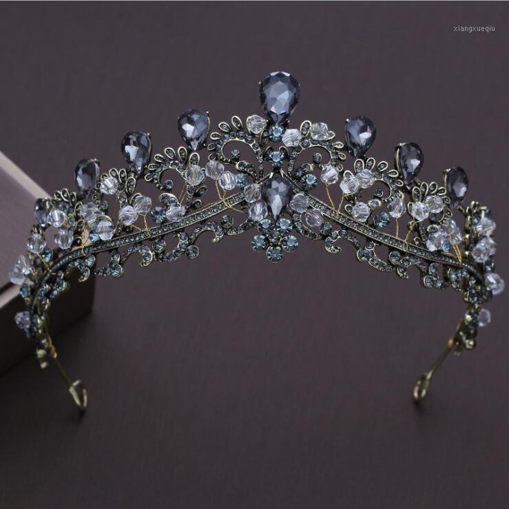

Black Wedding Tiara Headband Baroque Rhinestones Bridal Hair Accessories Vintage Crowns Bride Diadem Pageant Jewelry Clips & Barrettes, Golden;silver