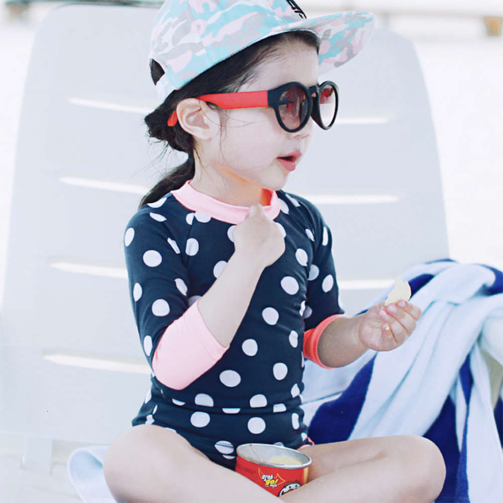 

Children's suit Girls' split swimsuit baby quick dry lovely sunscreen children's one piece suit, Black
