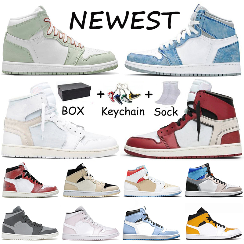 

2021 With Box Jumpman 1 1s Womens Mens Basketball Shoes University Blue Orange Grey Onyx Barely Rose High OG Hyper Royal Fearless Trainers Sports Sneakers Size 36-46, W23 court purple 36-46