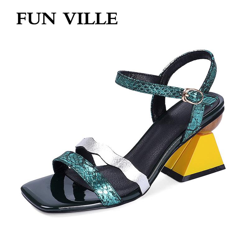 

2021 Fashion Summer Sandals Women Genuine Leather High Heels Shoes Party Open Toe Ladies, Black