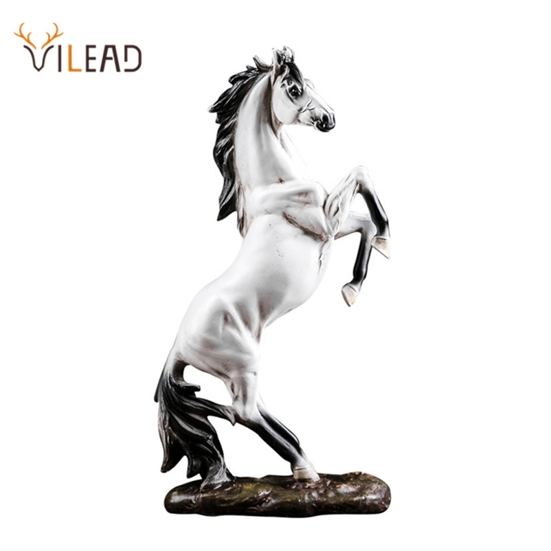 

VILEAD Resin Horse Statue Morden Art Animal Figurines Office Home Decoration Accessories Horse Sculpture Year Gifts 210727