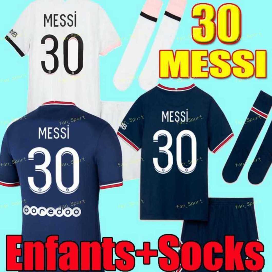 

#30 MESSI Football Jersey 21/22 #10 MESSI Men Adult Home Blue Soccer Jersey 2021/2022 Kids Kit Away White Uniform Women, Kids home