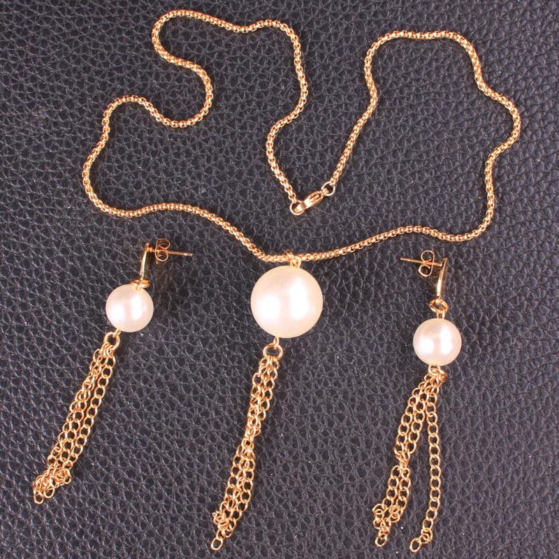 

Earrings & Necklace Gold Color Stainless Steel Pendants And Plastic Ball Drop Jewelry Set For Women Wholesale SCAKAABC, Silver