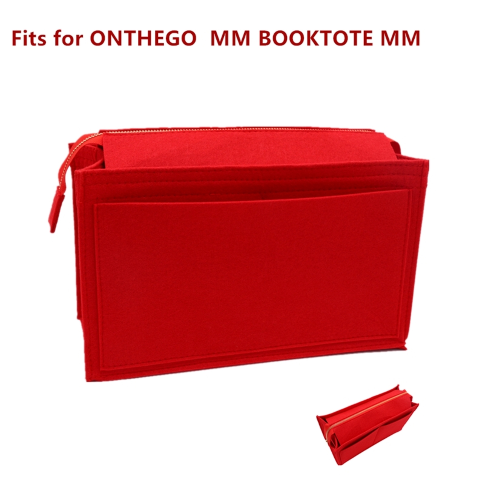 

Fits for onthego MM booktote MM Felt Cloth Insert Bag Organizer Makeup Handbag shaper on the go Organizer Portable Cosmetic Bags 220121, 4002red