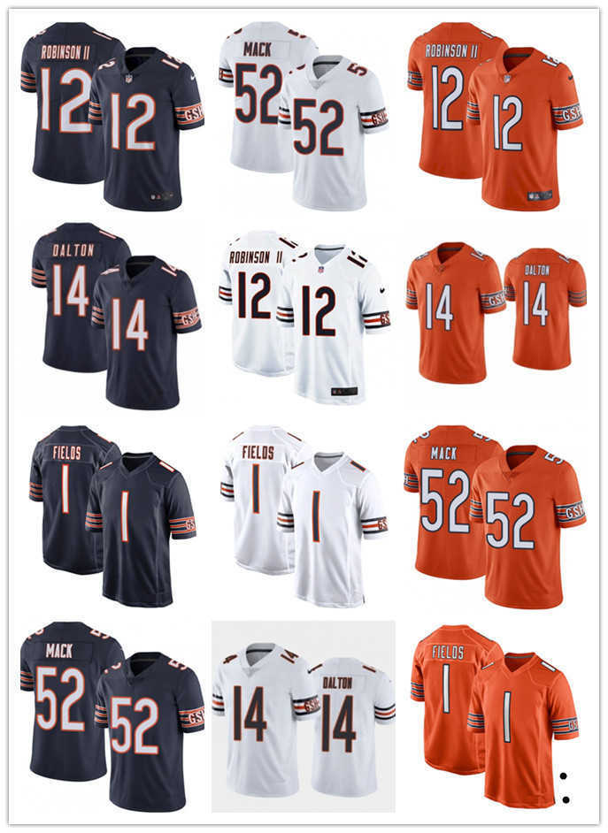 

Men chicago''Bears''women youth 52 Khalil Mack 34 Walter Payton 1 Justin Fields 14 Andy Dalton 12 Allen Robinson blue Football Jerseys, Color