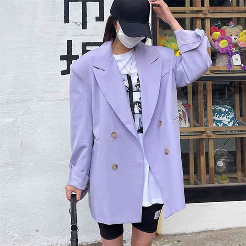 

Purple Women Casual Blazer Jacket Spring Office Lady Long Sleeve Work Suit Coat Basic Pocket Coats Ladies Outerwear 210519, Picture color