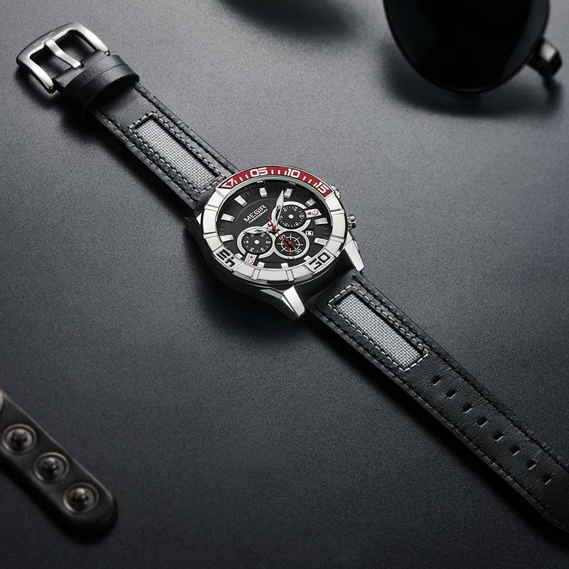 

Wristwatches MEGIR Military Chronograph Complete Calander Men Fashion Brand Waterproof Quartz Male Clock Relogio Masculino, Black sliver