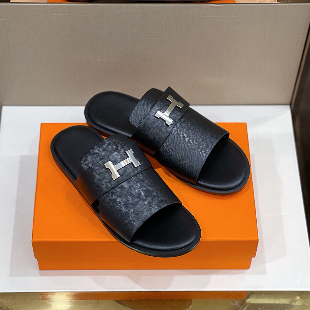 

2021SS High quality summer men slippers made flat hollow sandals designer luxury brand Classic men's drag size39-45, As pictuer 3