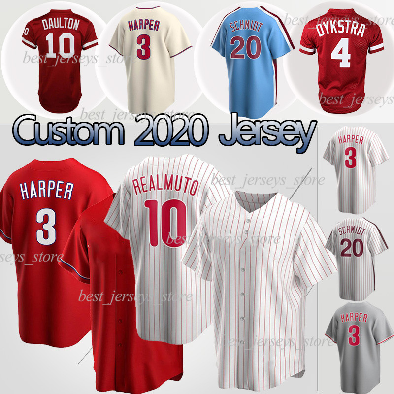 

10 JT Realmuto Baseball Jerseys 3 Bryce Harper 20 Mike Schmidt Darren Daulton Rhys Hoskins Aaron Nola Custom jersey, Black