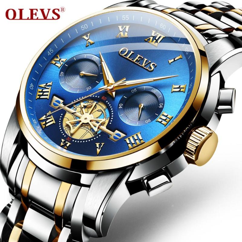 

Wristwatches Reloj Hombre Luxury Chronograph Men Watch Stainless Steel Sport Waterproof Blue Watches For Luminous Wristwatch Montre Homm, Silver black