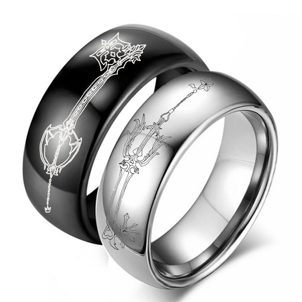 6mm Kingdom Hearts Keyblade Band Stainless Steel Rings Crown Gifts Size 6-13