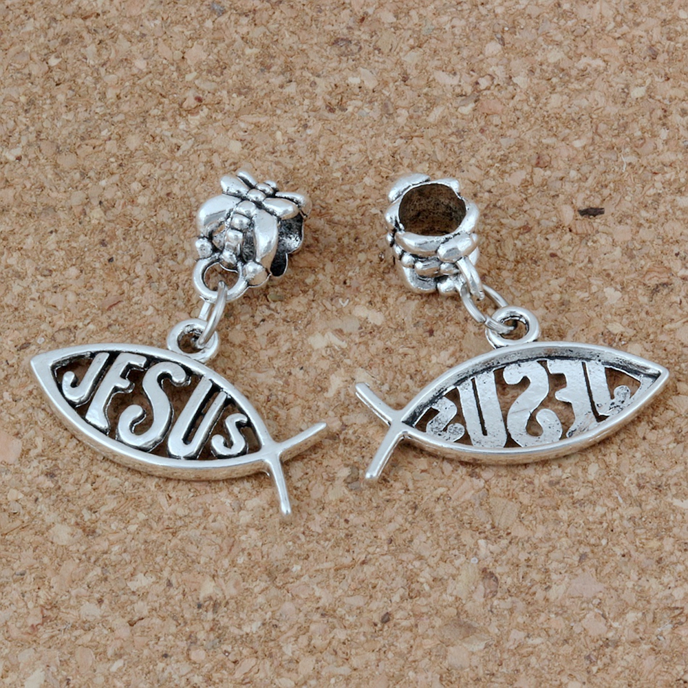 

100pcs/lot Antiqued Silver Jesus Fish Charms Dangles Beads For Jewelry Making Bracelet Necklace Findings 23x 25mm A-213a