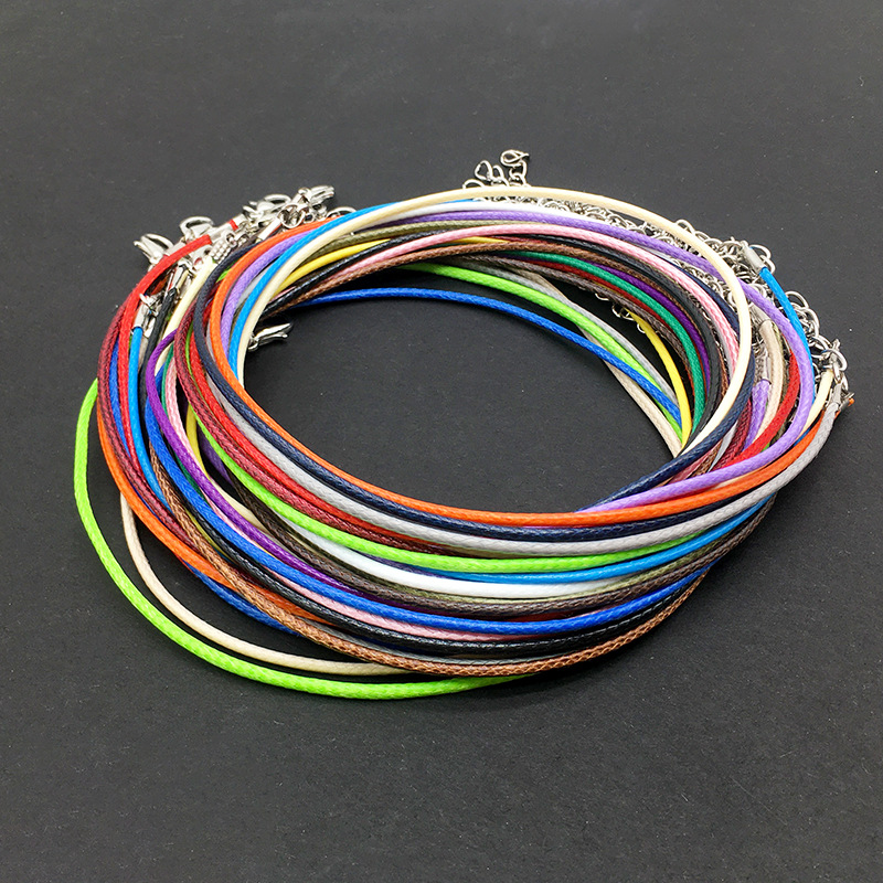 

Hot 1.5MM Colorful Wax String Cord Chains Necklace Bracelet with Extension Chain Sale